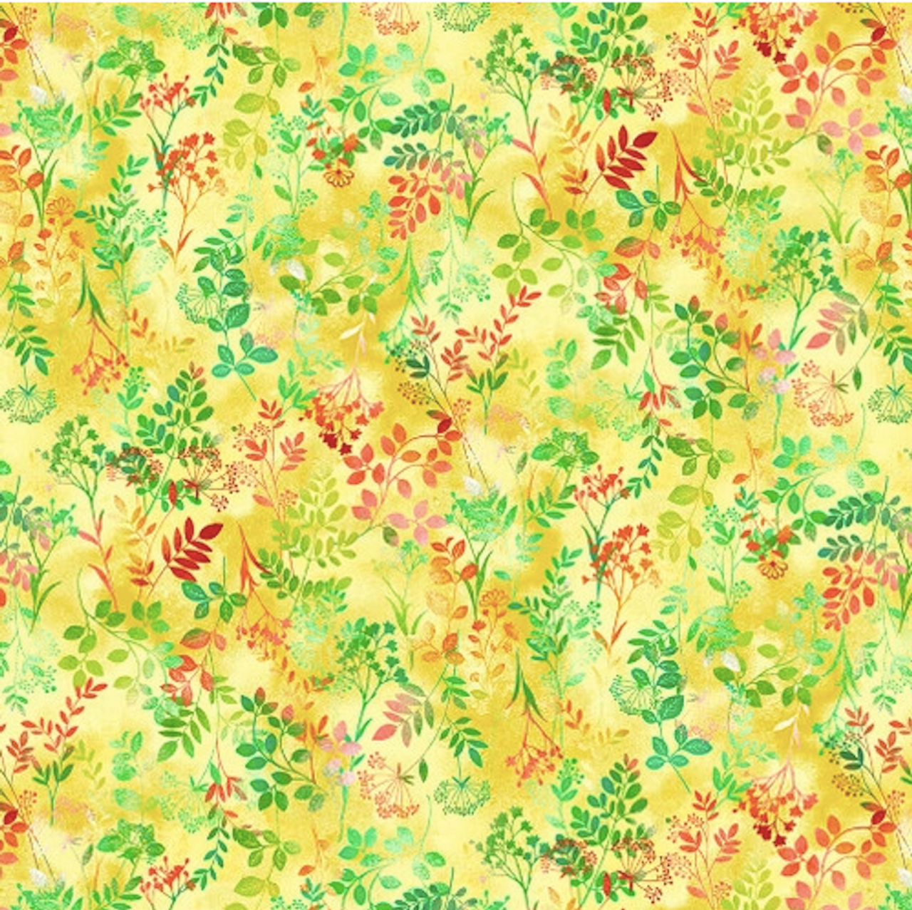 Studio E Butterfly Bliss Mini Wildflowers Yellow Cotton Fabric By Yard