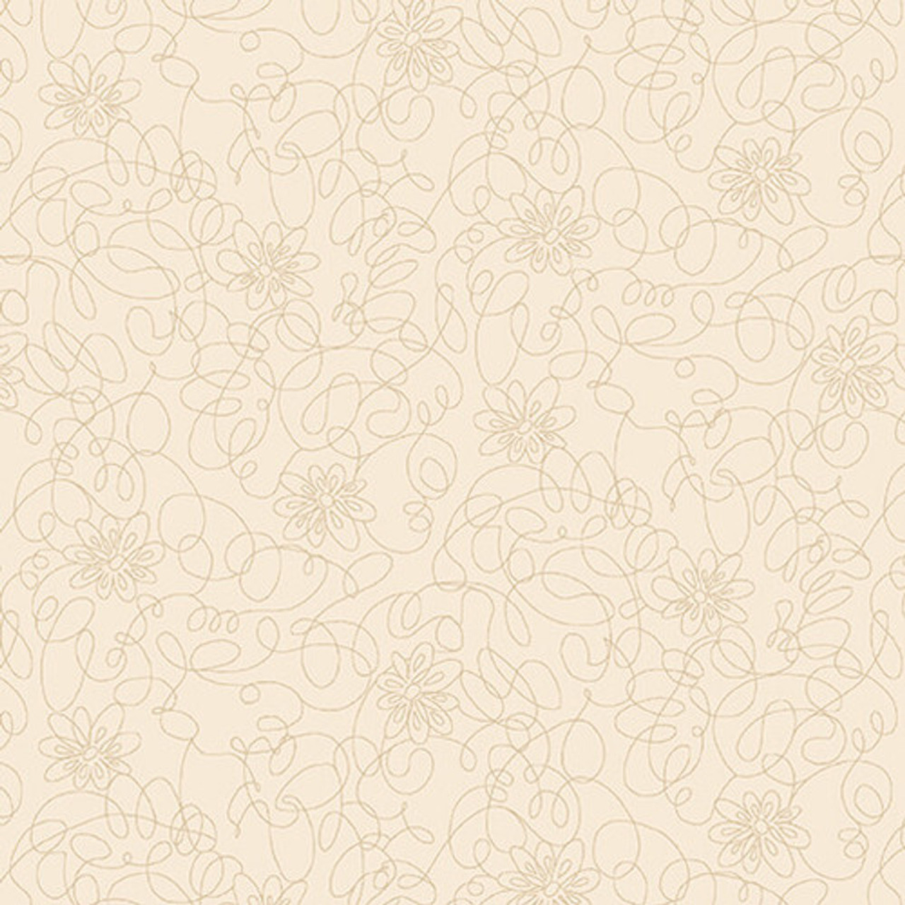Studio E Cream & Sugar X Scribble Flowers Beige Cotton Fabric By Yard