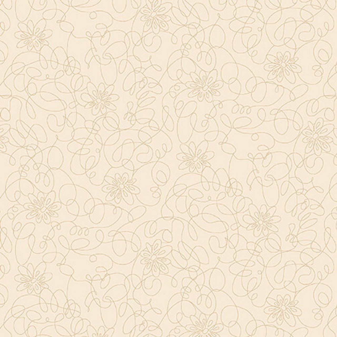 Studio E Cream & Sugar X Scribble Flowers Beige Cotton Fabric By Yard