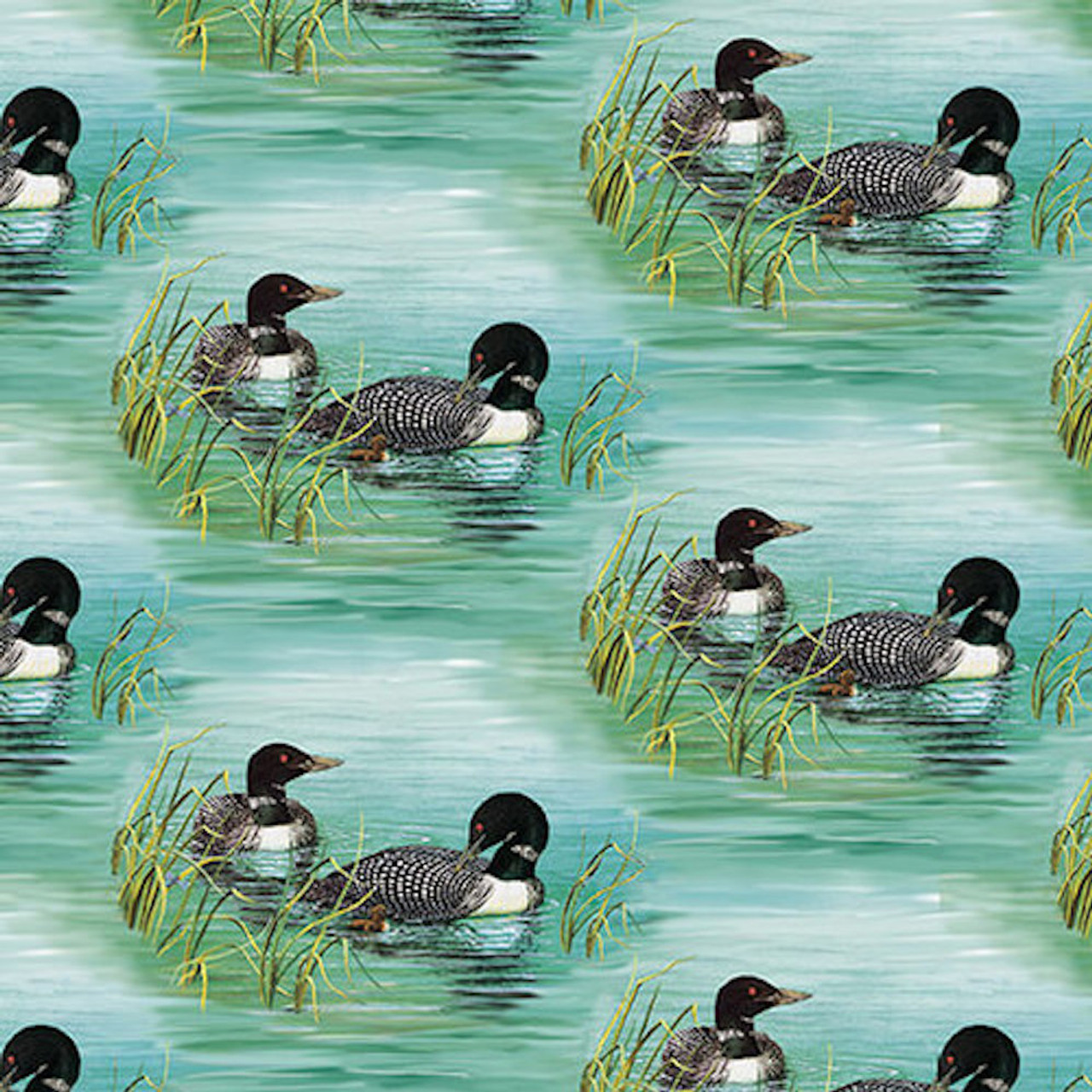 Studio E Along The Valley Duck On Lake Blue Cotton Fabric By Panel