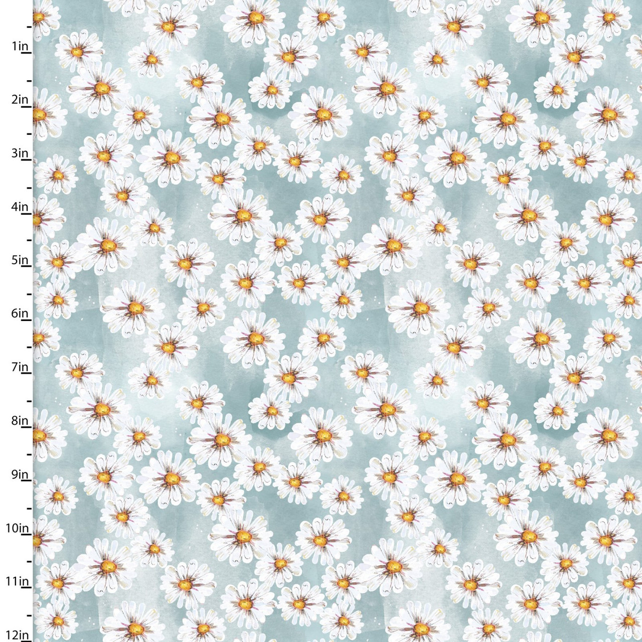 3 Wishes Daisy Bunch Blue Cotton Fabric By Yard