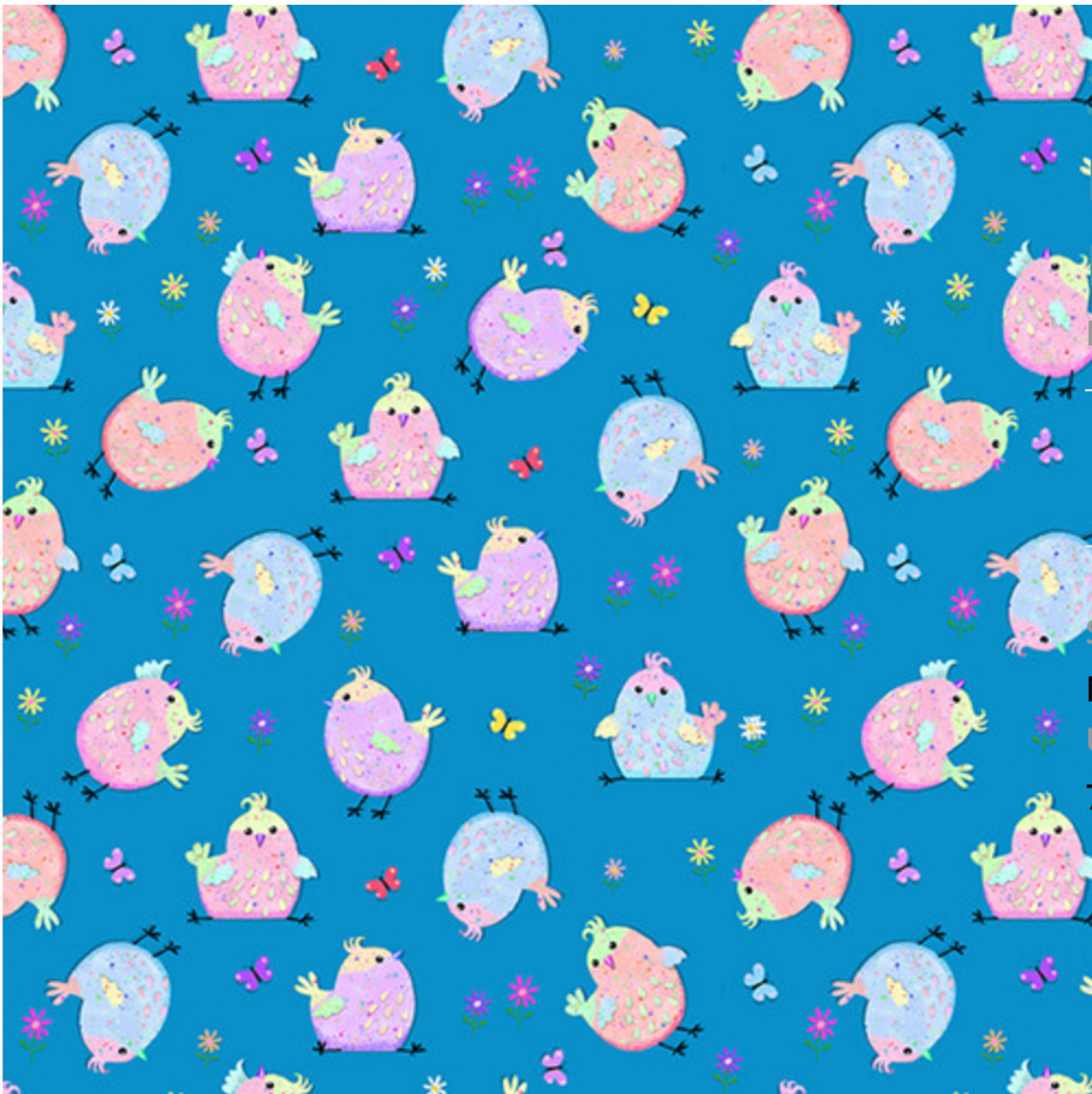 Henry Glass Moonbeams & Rainbows Tossed Allover Bird Cyan Cotton Fabric By The Yard