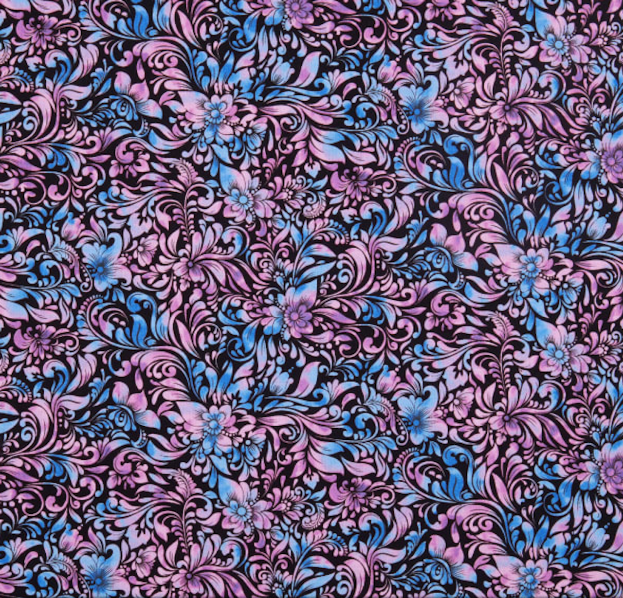 Blank Quilting Sunrise Garden Scrolly Flower Blue Fabric By The Yard