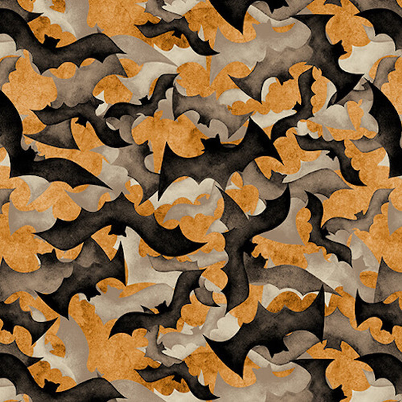 Blank Quilting Deja Boo! Bats Orange Cotton Fabric By The Yard