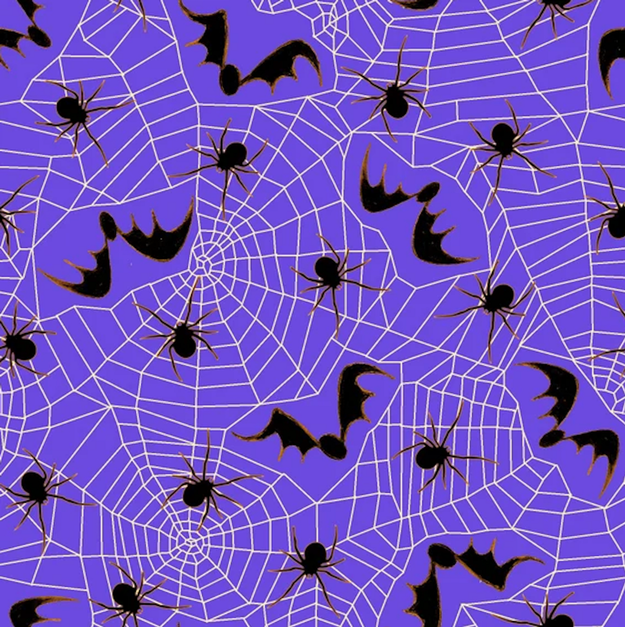 Blank Quilting Witchful Thinking Spiders & Spiderwebs Purple Fabric By The Yard