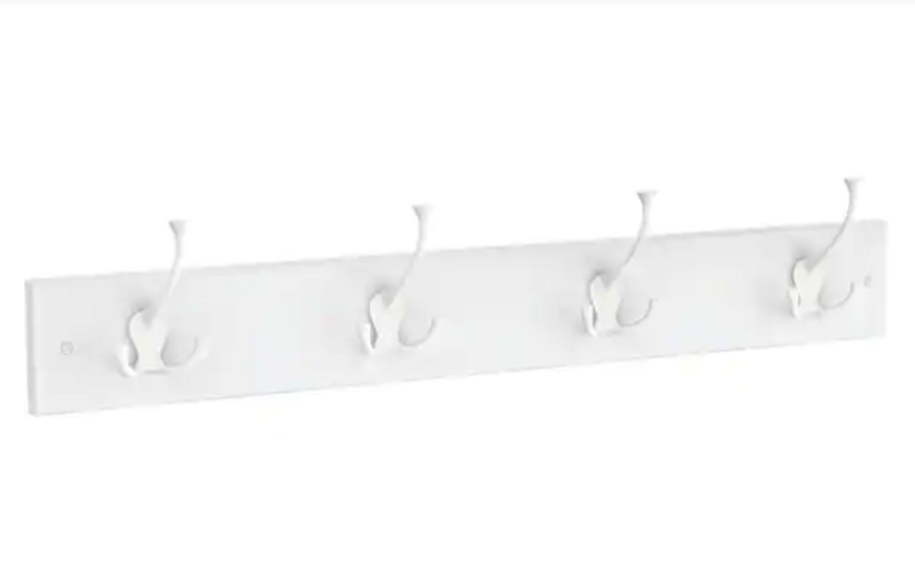 Home Decorators 27" 7 Hook Coat/Hat Rail Pure White w/ Flared White Hooks