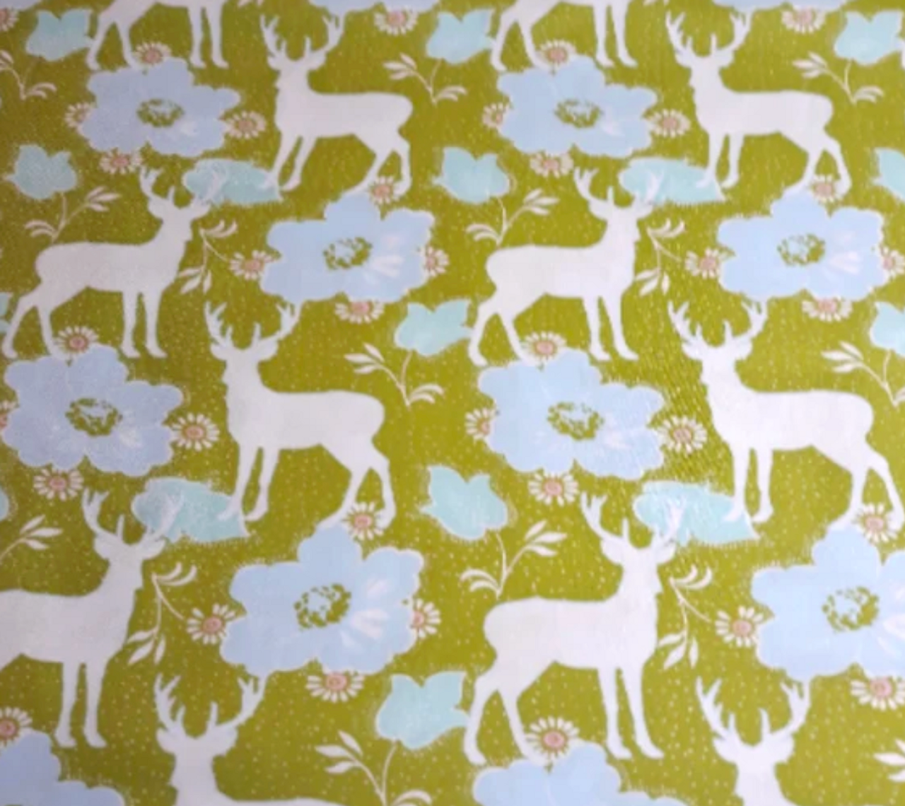 Free Spirit Tanya Whelan Darling Meadow Deer Floral Olive Cotton Fabric By Yd