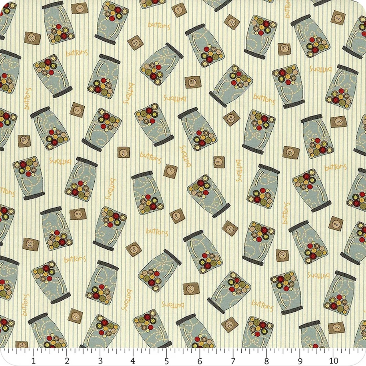 Henry Glass S Is For Sew Button Jars Cream Cotton Fabric By Yard