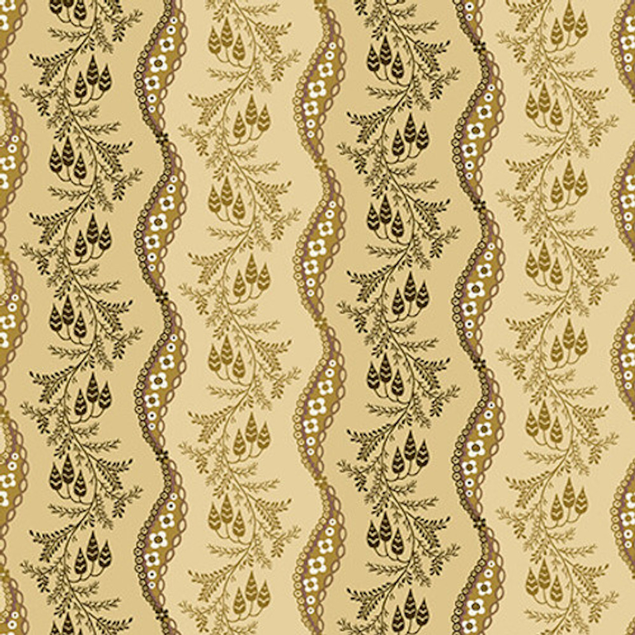 Henry Glass Lille Serpentine Ribbon Caramel Cotton Fabric By The Yard