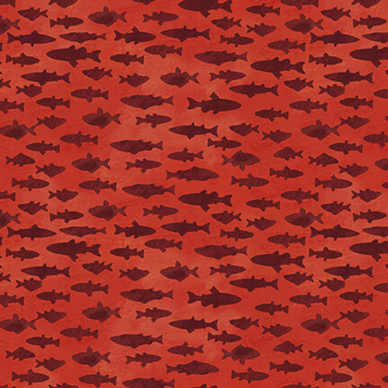 Blank Quilting Wilderness Trail Tonal Fish Red Cotton Fabric By The Yard