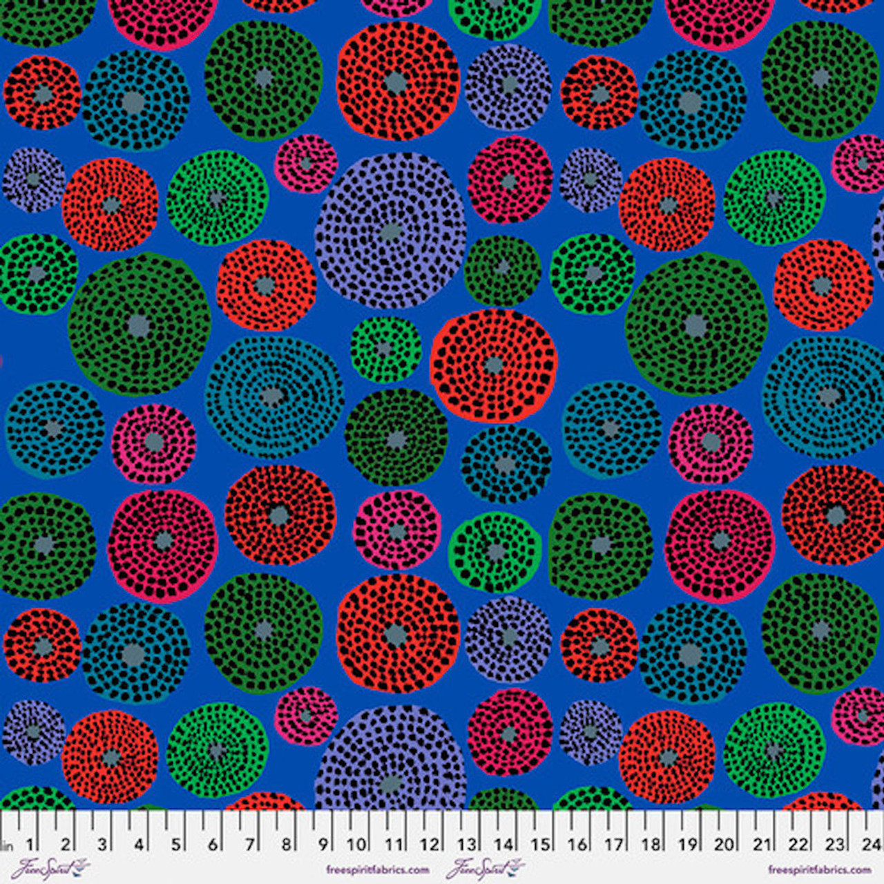 Free Spirit Kaffe Fassett Disks Blue Cotton Fabric By The Yard