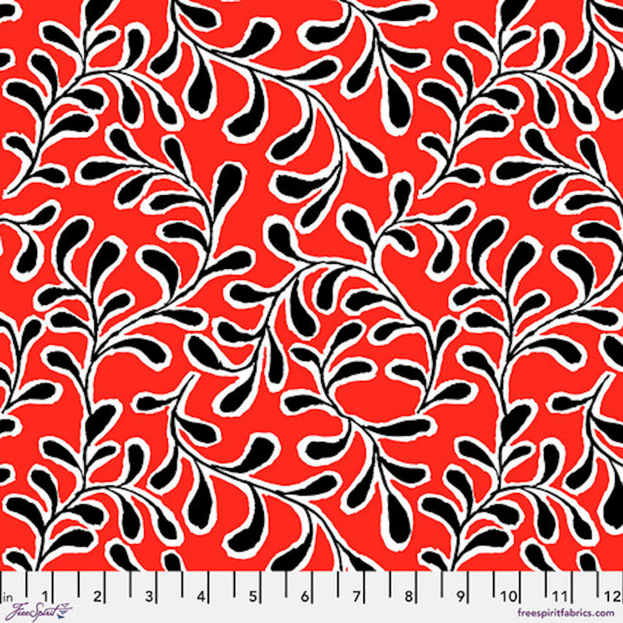 Free Spirit Kaffe Fassett Twig Red Cotton Fabric By The Yard