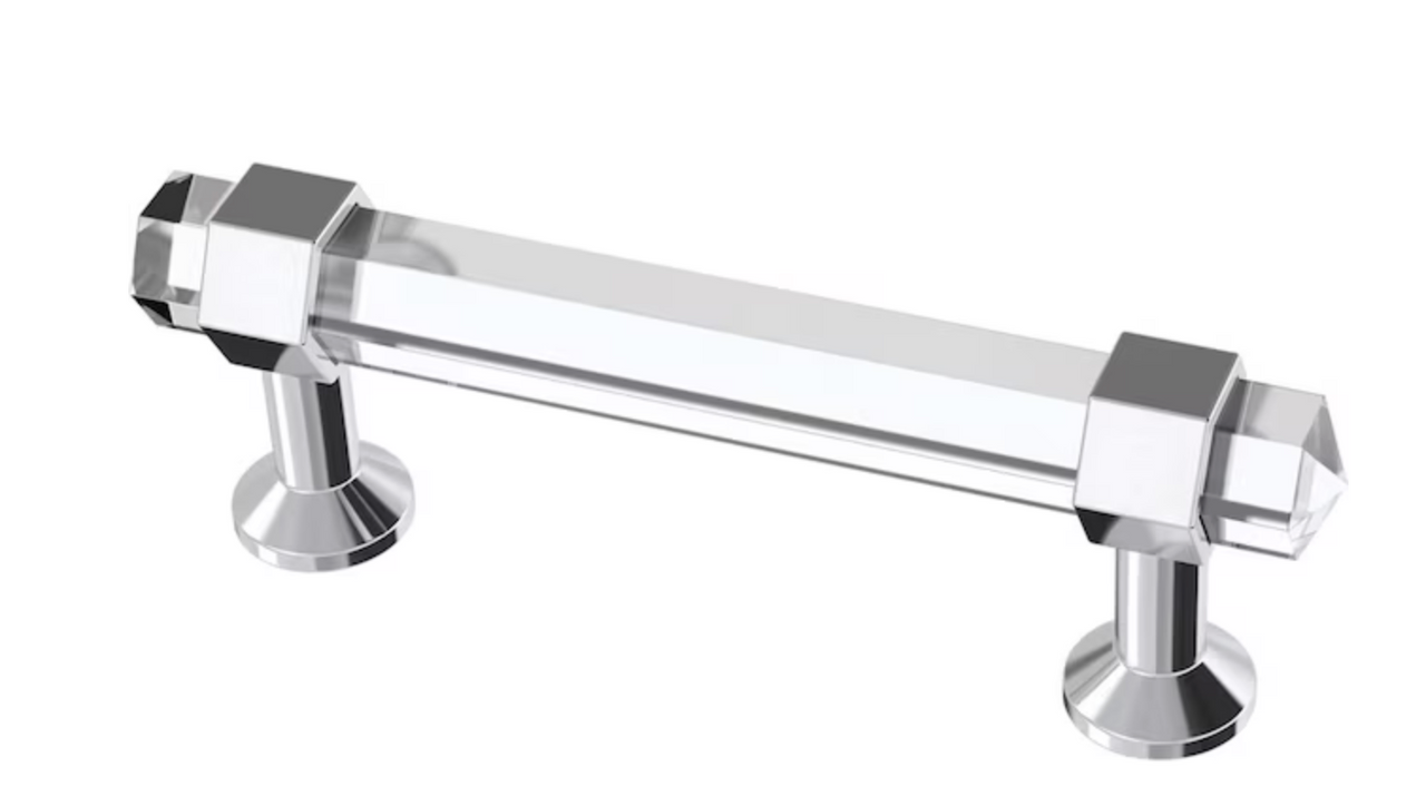 Brainerd P43411W-CHC Clear Acrylic & Chrome 3" Hexagonal Cabinet Drawer Bar Pull