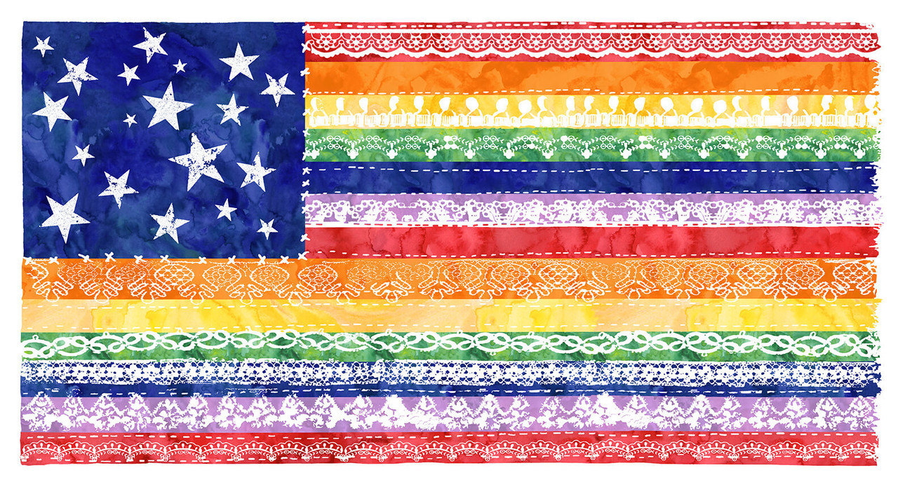 Blank Quilting Better Together Rainbow Flag Navy Cotton Fabric By The Yard