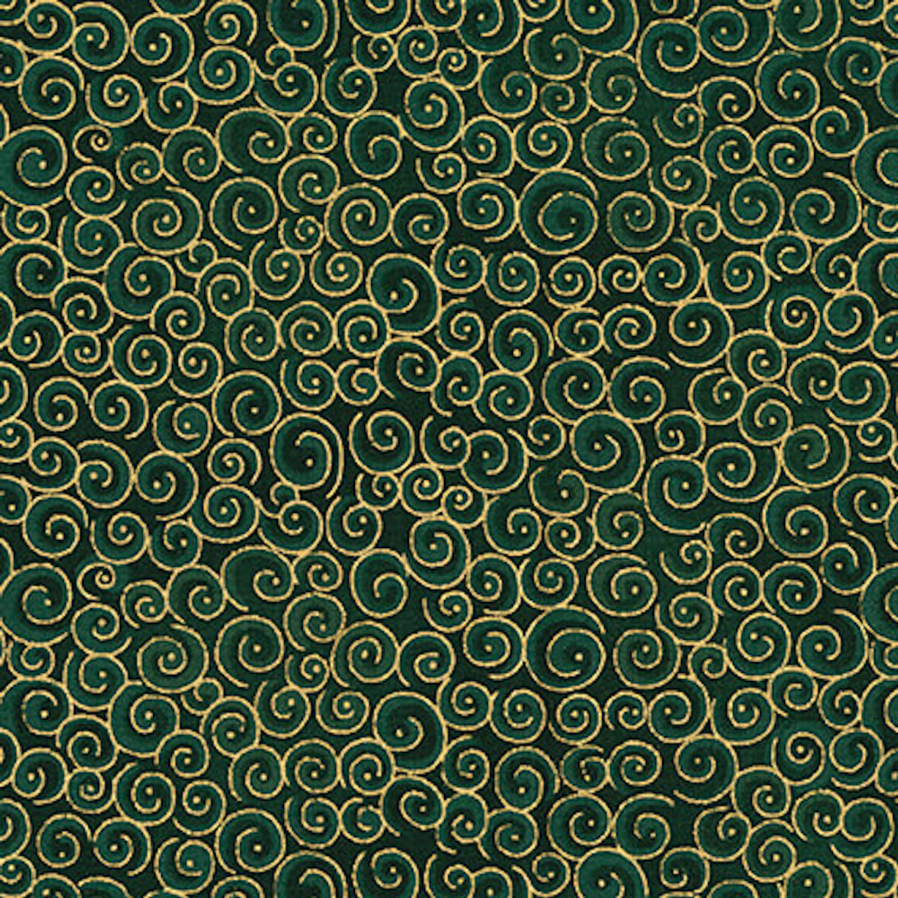 Blank Quilting Spirals Metallic Hunter Green Cotton Fabric By The Yard