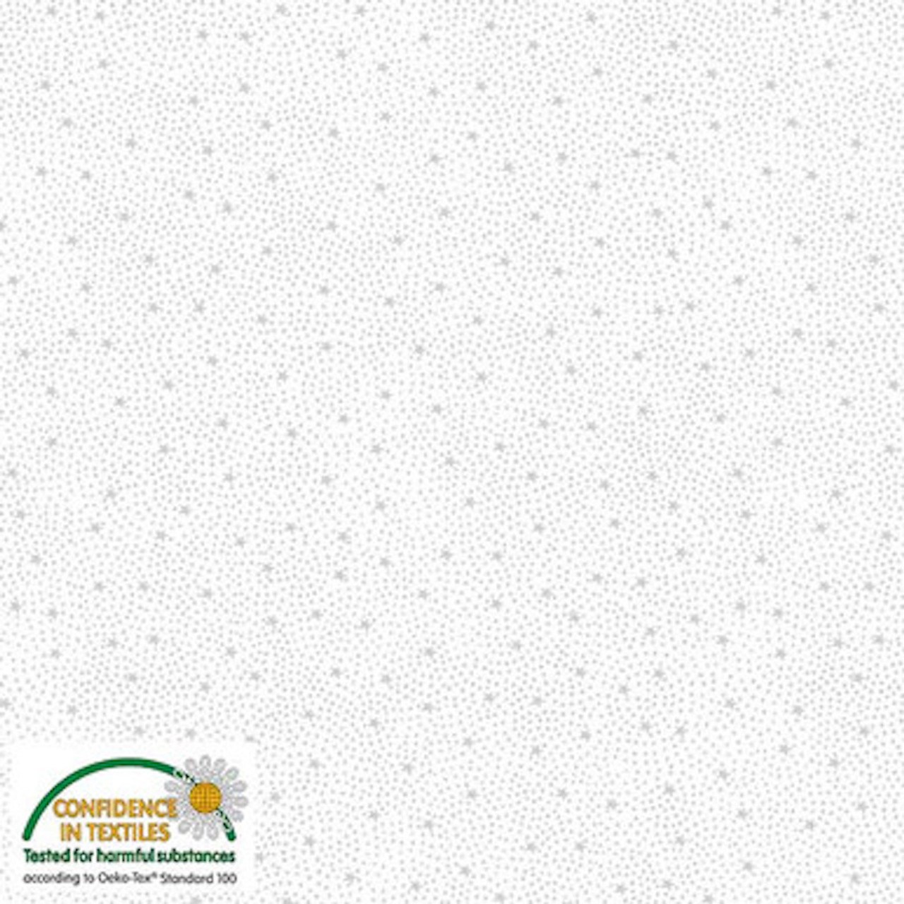 Stof Star Sprinkle Stars & Dots White Silver Cotton Fabric By The Yard