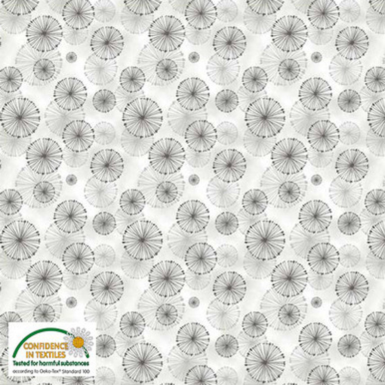 Stof Fillippa's Line Circles & Dots Lt Grey Cotton Fabric By The Yard