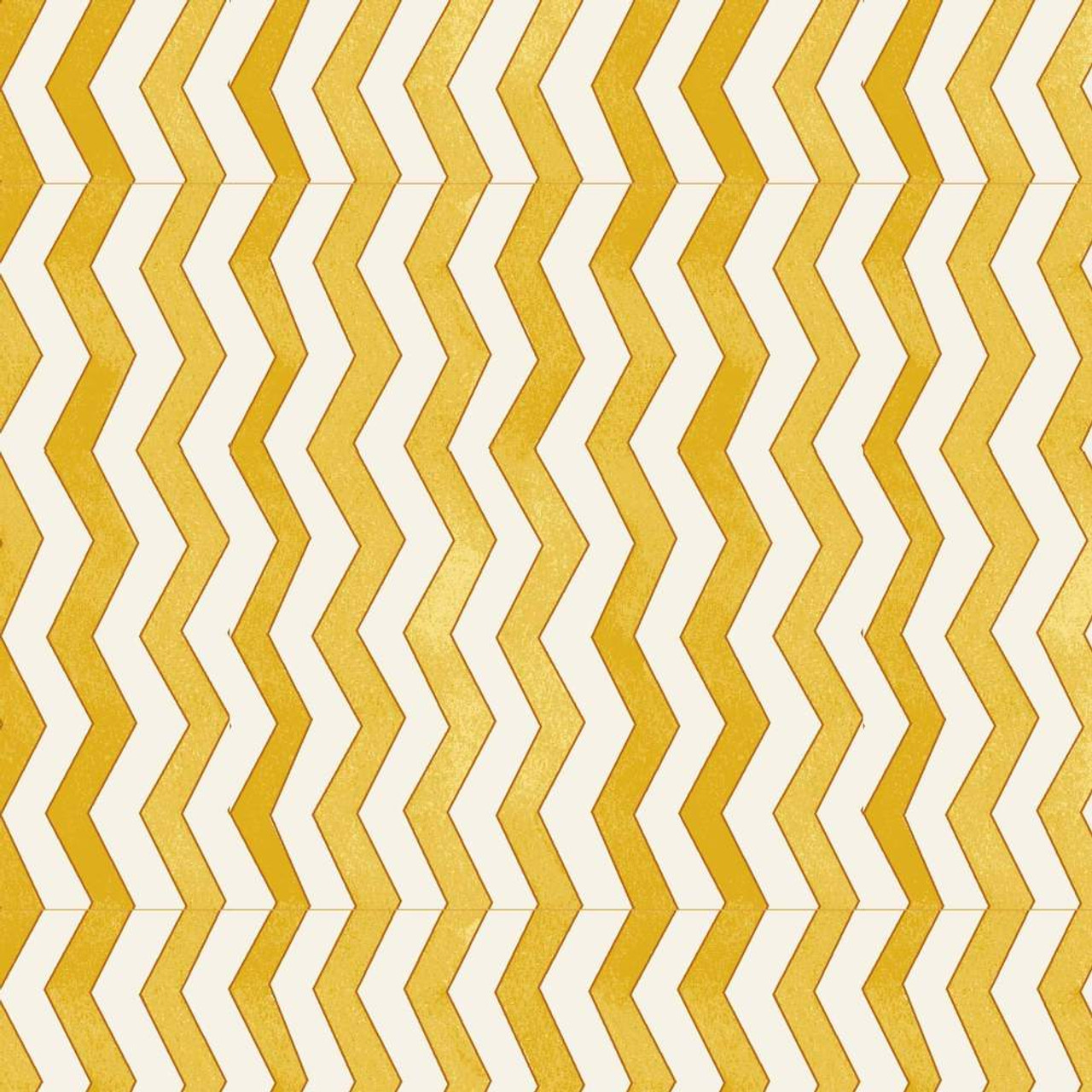 Henry Glass Autumn Elegance Metallic Zigzag Line Gold Fabric By The Yard