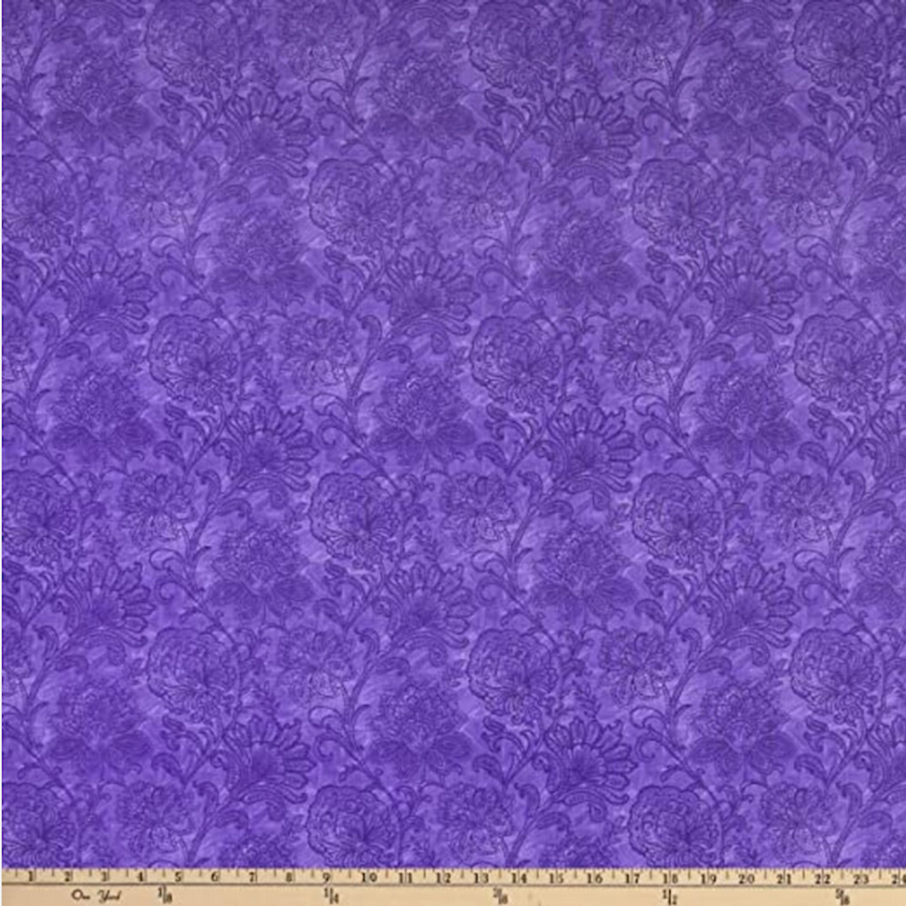Blank Quilting Pansy Prose Tonal Jacobean Purple Cotton Fabric By The Yard