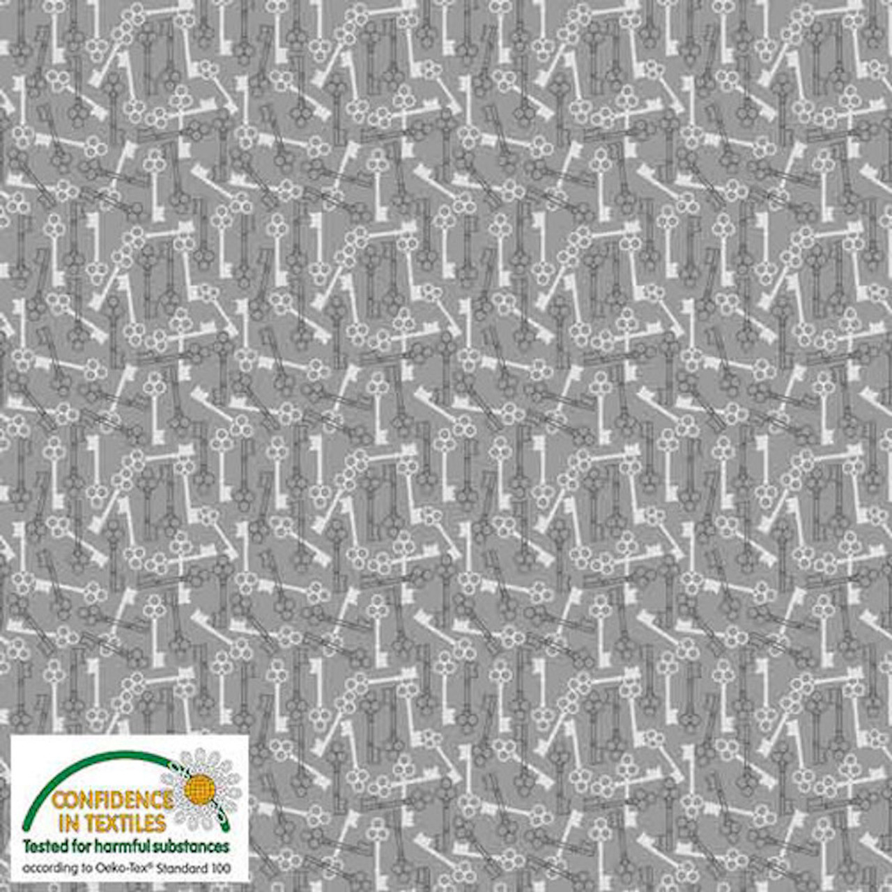 Stof European Quilting Best Bits Keys Grey Cotton Fabric By The Yard