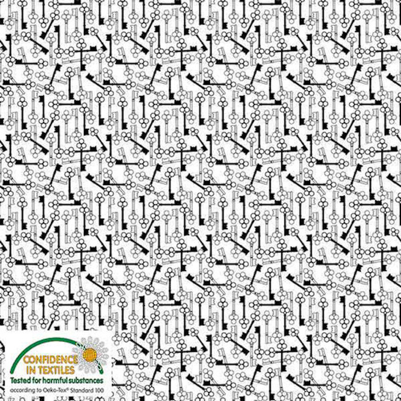 Stof European Quilting Best Bits Keys White Cotton Fabric By The Yard