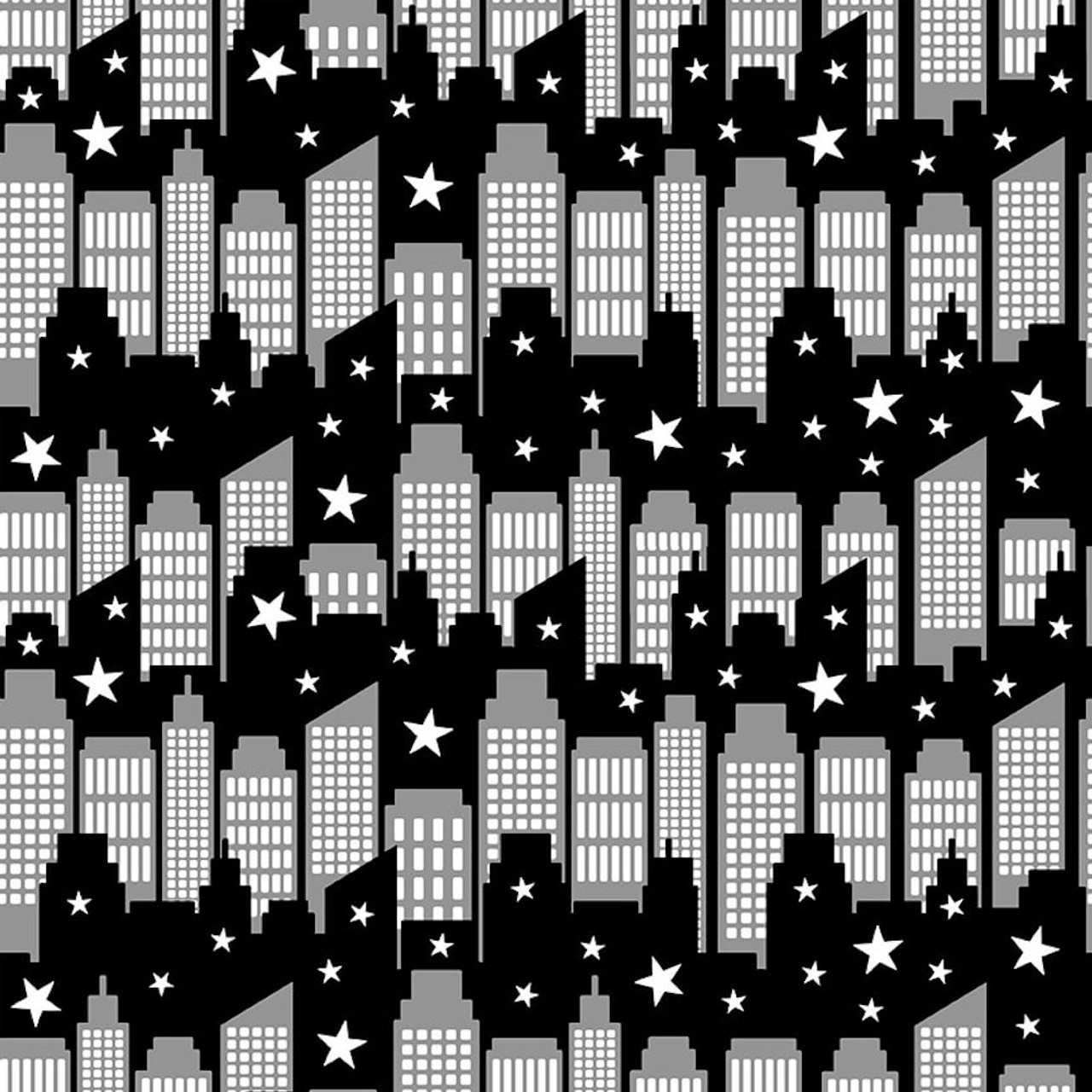 Blank Quilting Superheroes Wear Masks City Scene Black Cotton Fabric By The Yard