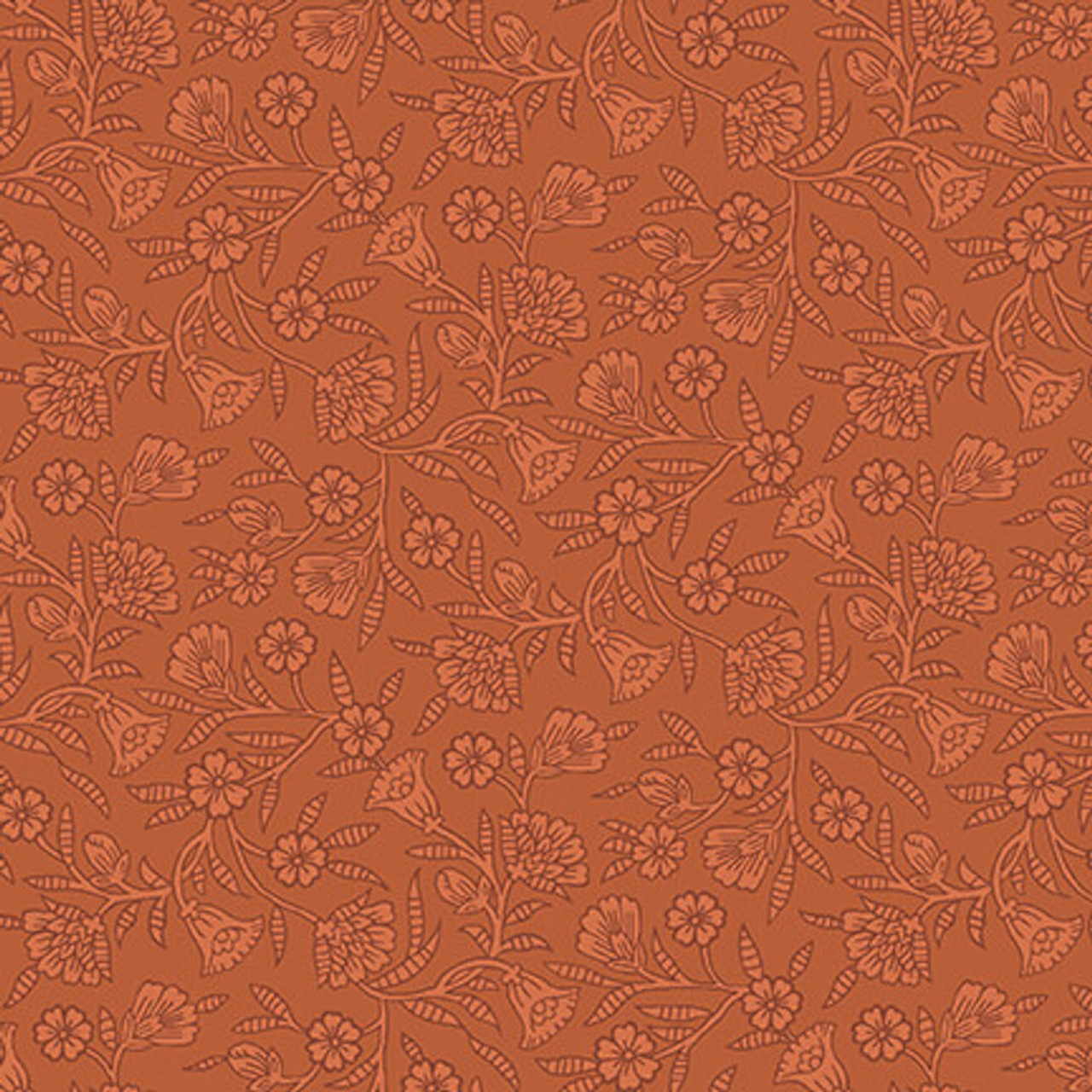 Blank Quilting Ashton Collection Floral Stamp Orange Cotton Fabric By The Yard