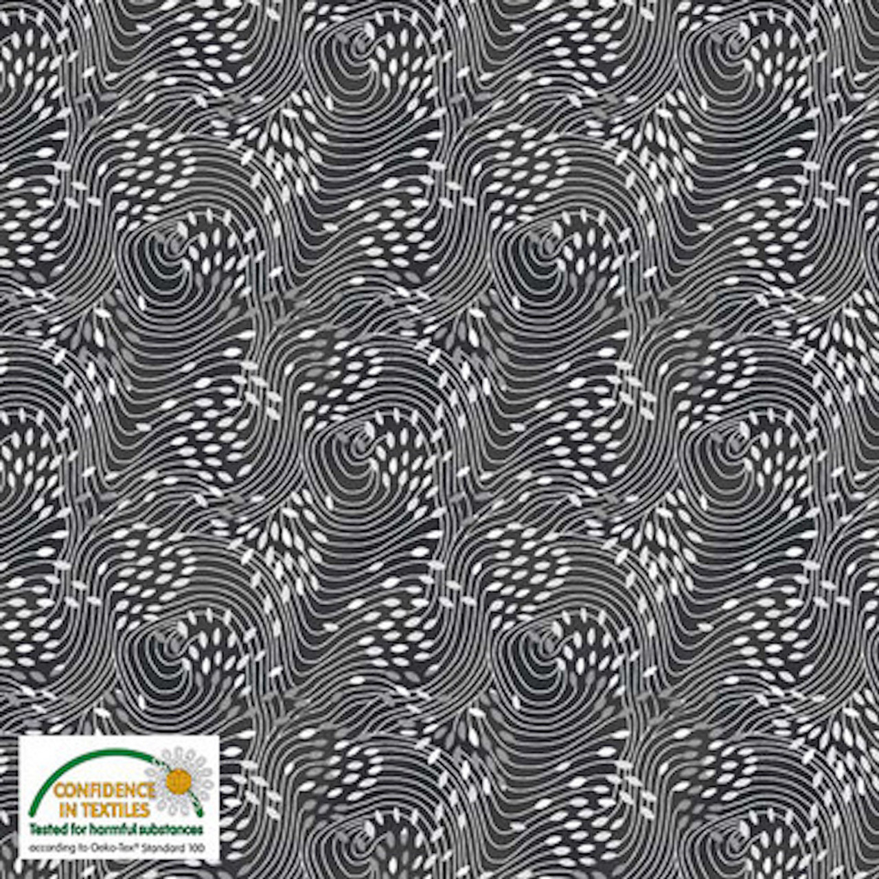 Blank Quilting Fabrics Stof Fillippa's Line Wavy Maze Black White