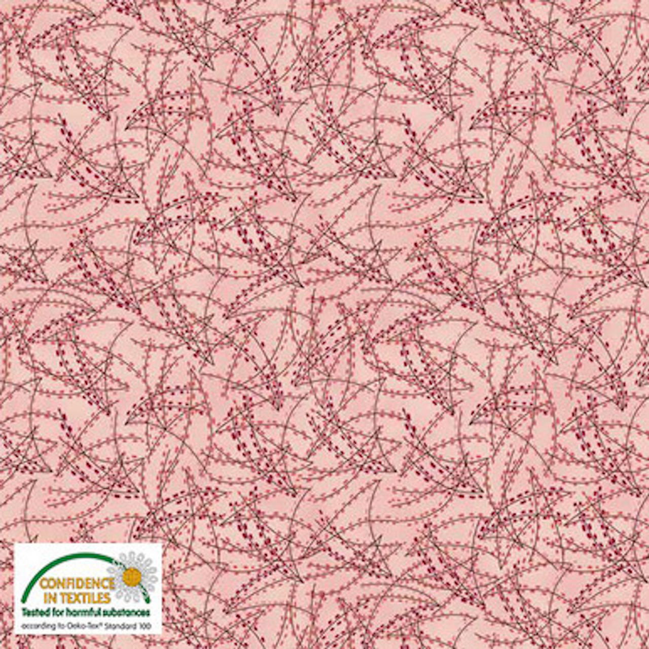 Stof Fillippa's Line Lines & Oblong Dots Rose Cotton Fabric By The Yard