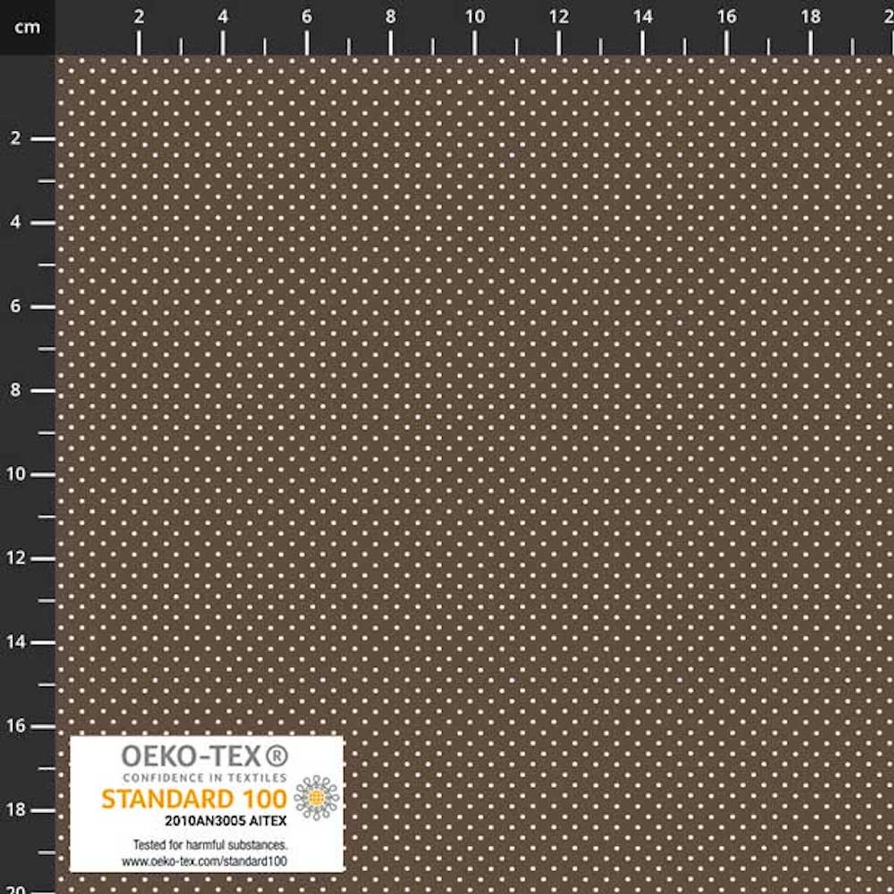 Stof European Essentials Small Dots Brown Cotton Fabric By The Yard
