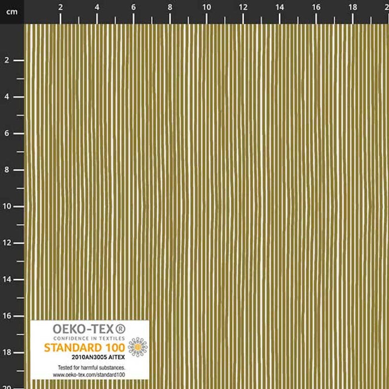 Stof European Essentials Small Stripes Olive Cotton Fabric By The Yard