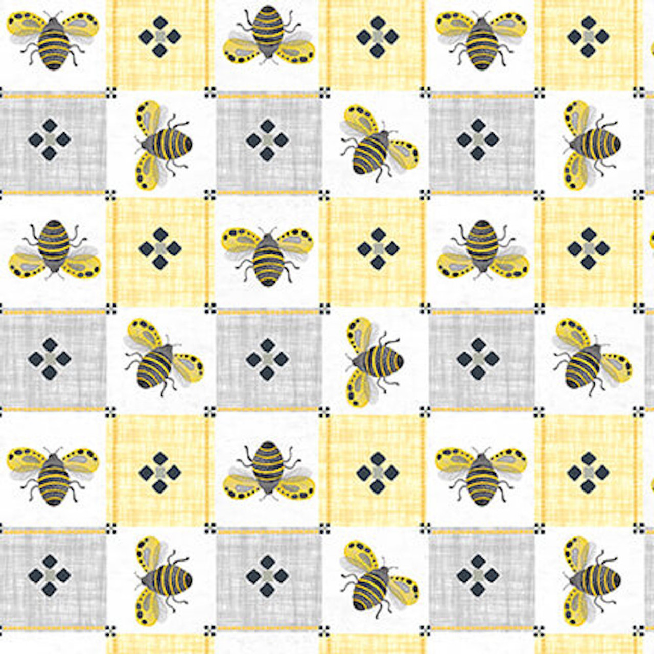 Blank Quilting Fabric - Folk Garden Bee Geometric