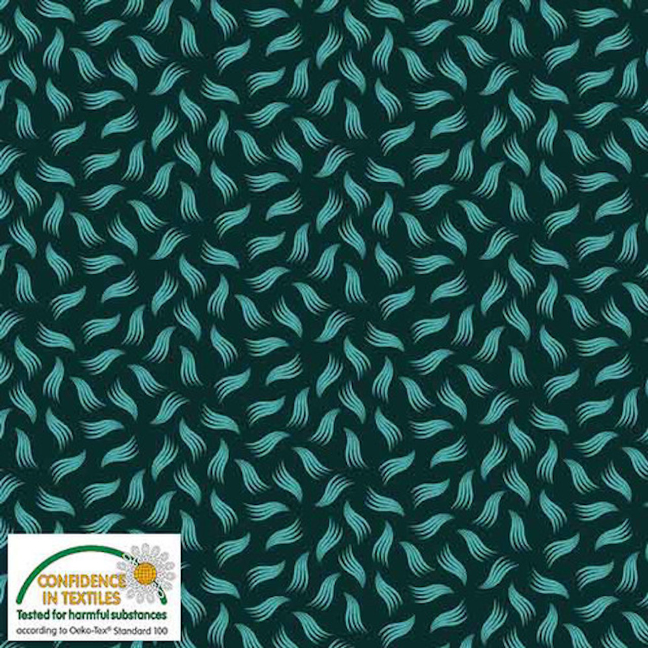 Stof Quilters Combination Leaves & Feathers Green Cotton Fabric By The Yard