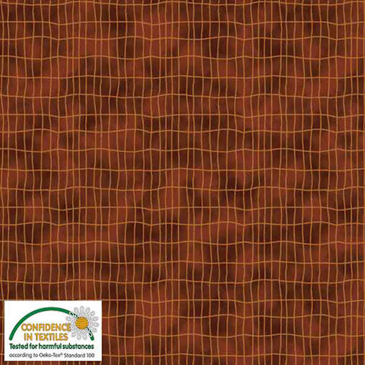 Stof Quilters Combination Grids Brown Cotton Fabric By The Yard