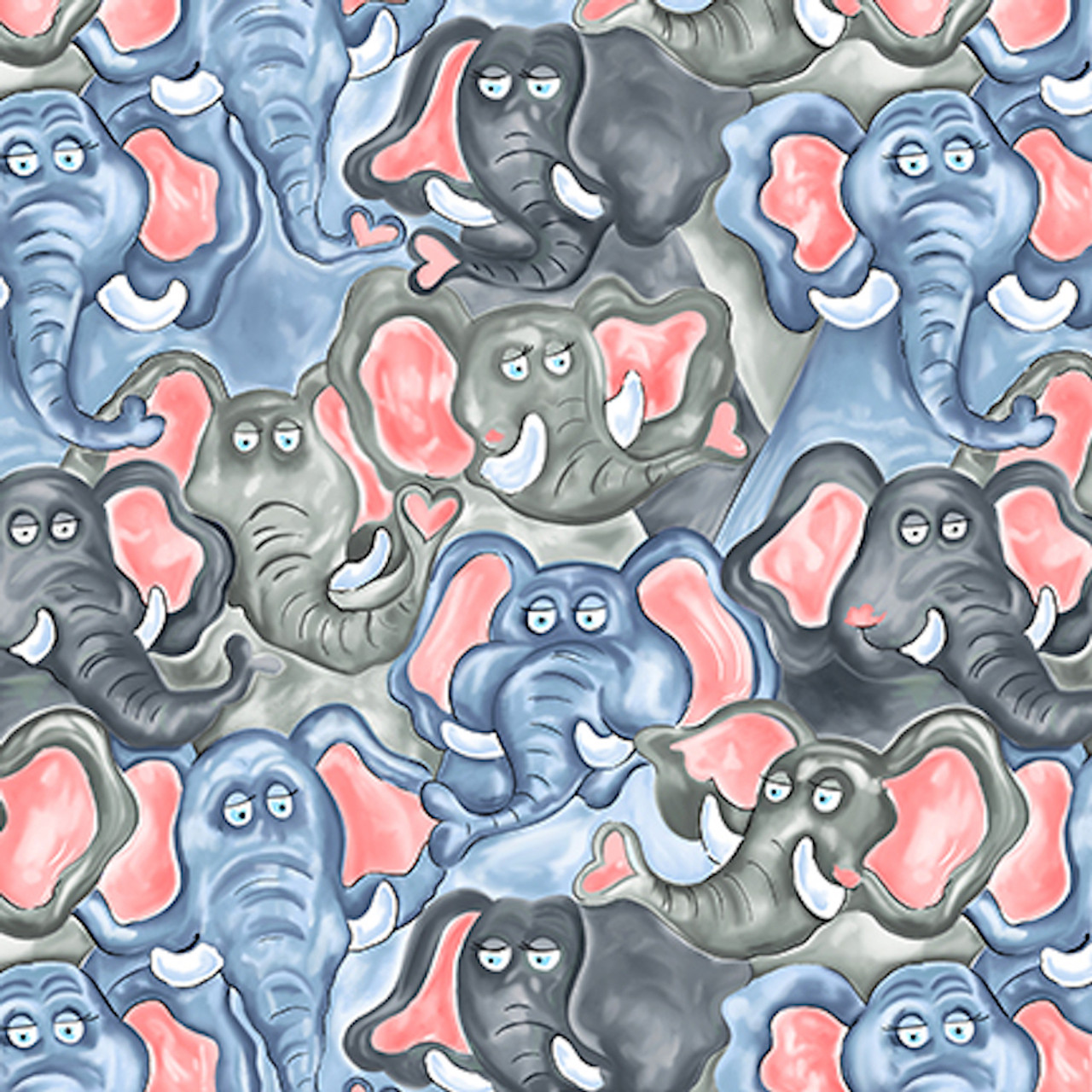 Blank Quilting Jungle Buddies Elephants Lt Gray Cotton Quilting Fabric By The Yard