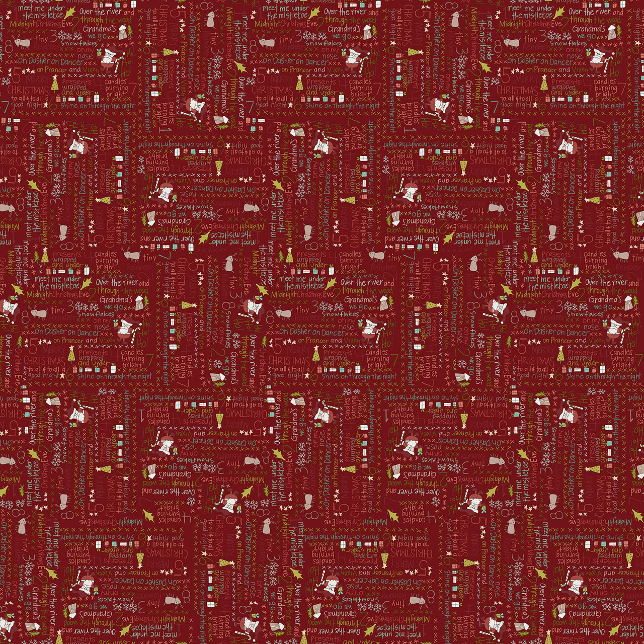 Henry Glass Countdown To Christmas Word Print Red Fabric By The Yard