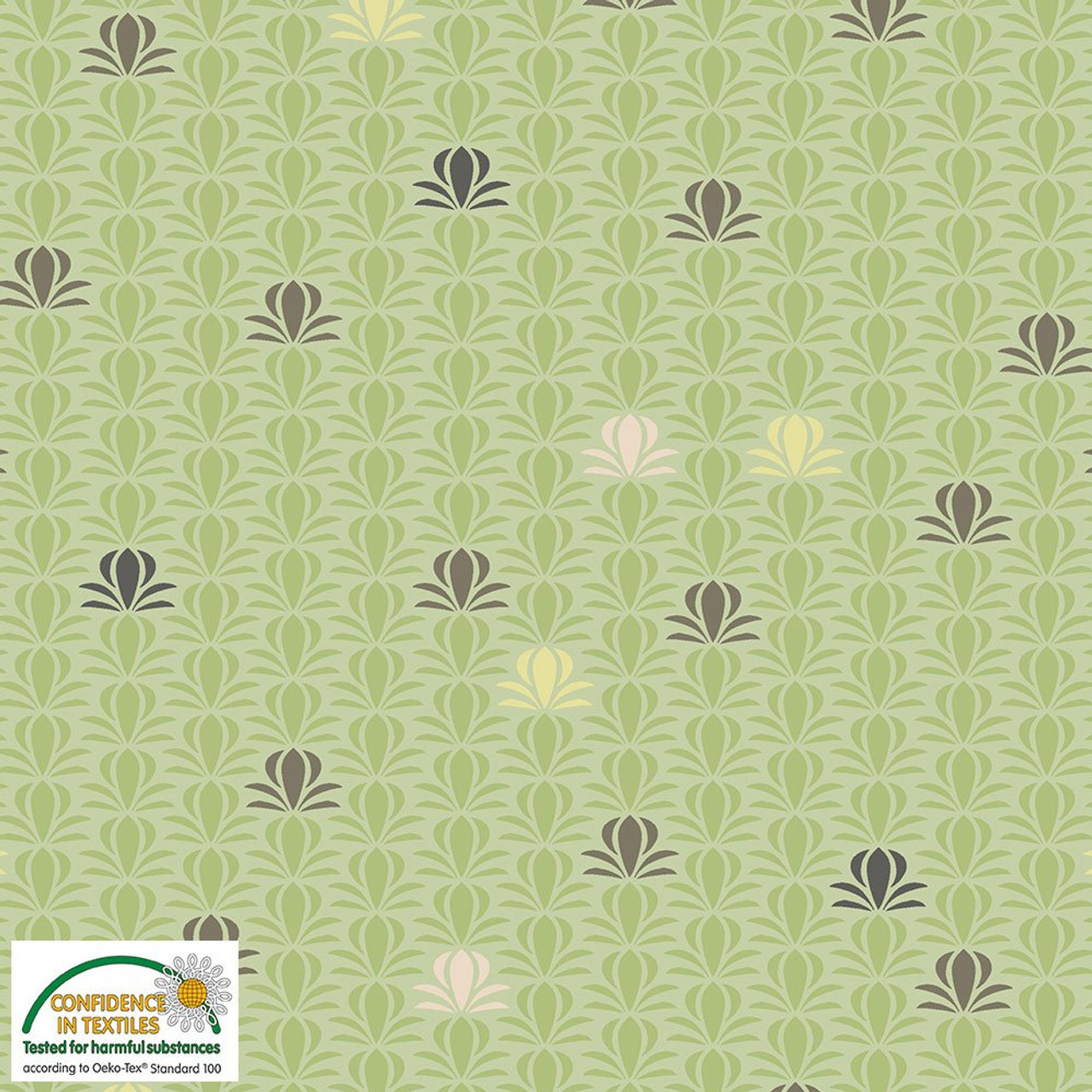 Stof European Blooming Garden Flowers Mint Cotton Fabric By The Yard