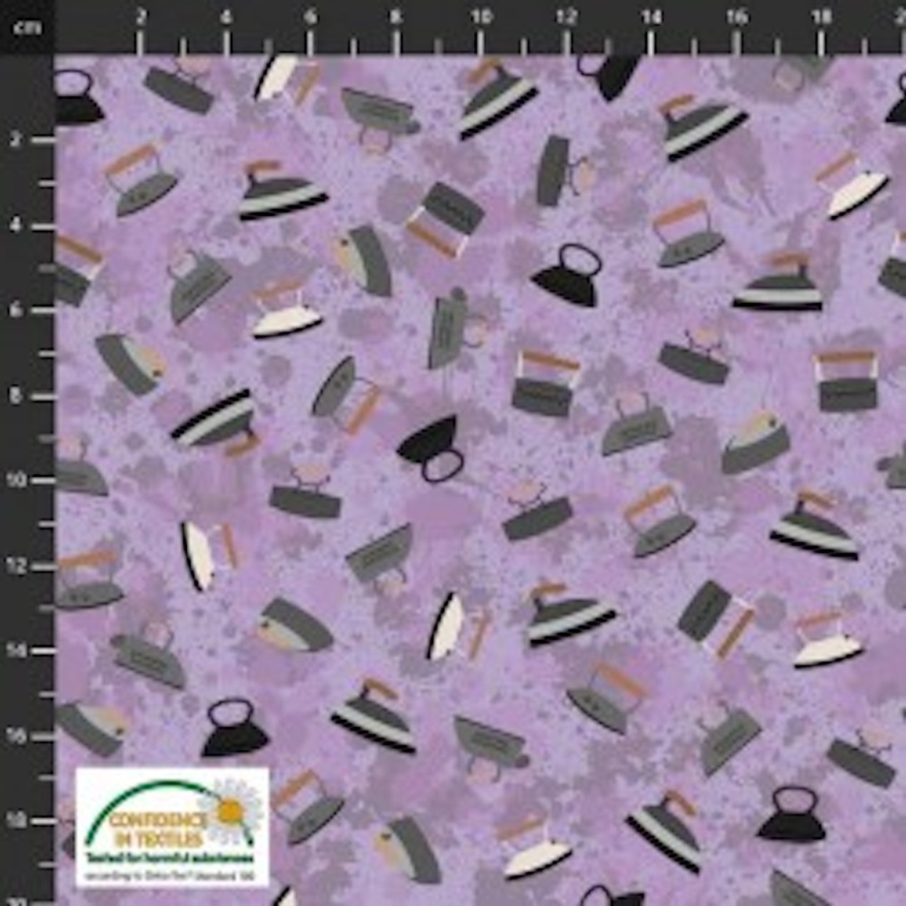 Stof European Sew Sew Sew It Irons Purple Cotton Quilting Fabric By The Yard