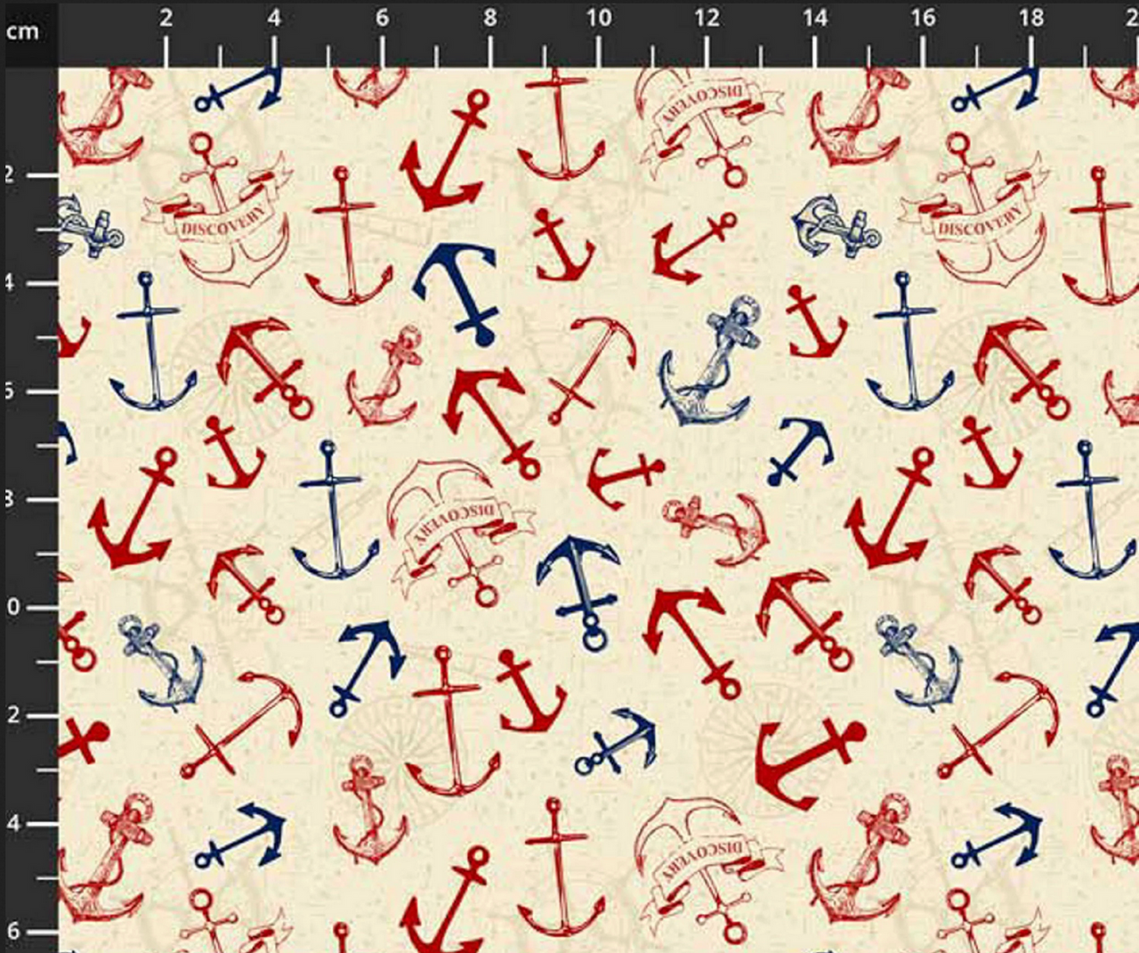 Stof European My Seven Seas Anchors Beige Cotton Quilting Fabric By The Yard