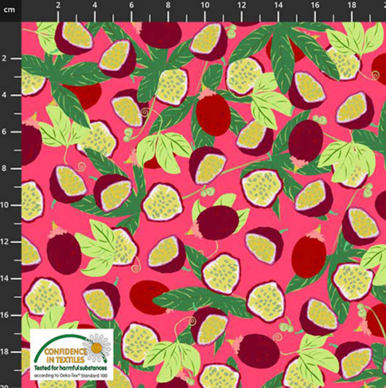 Stof European Garden Passion Passionfruit Red Cotton Fabric By The Yard