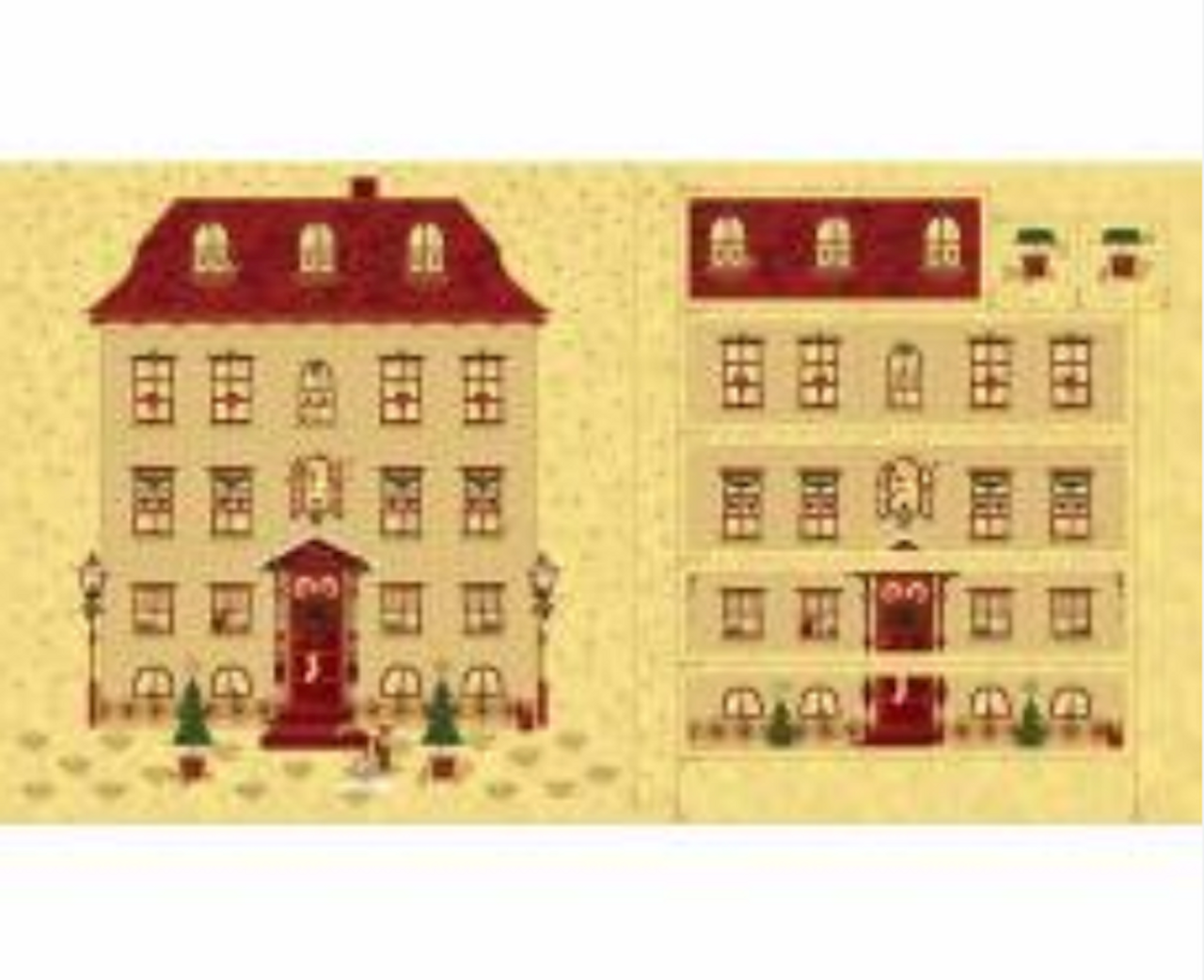 Stof European Magic Christmas Advent Calendar Beige Gold Cotton Quilting Fabric By The Panel