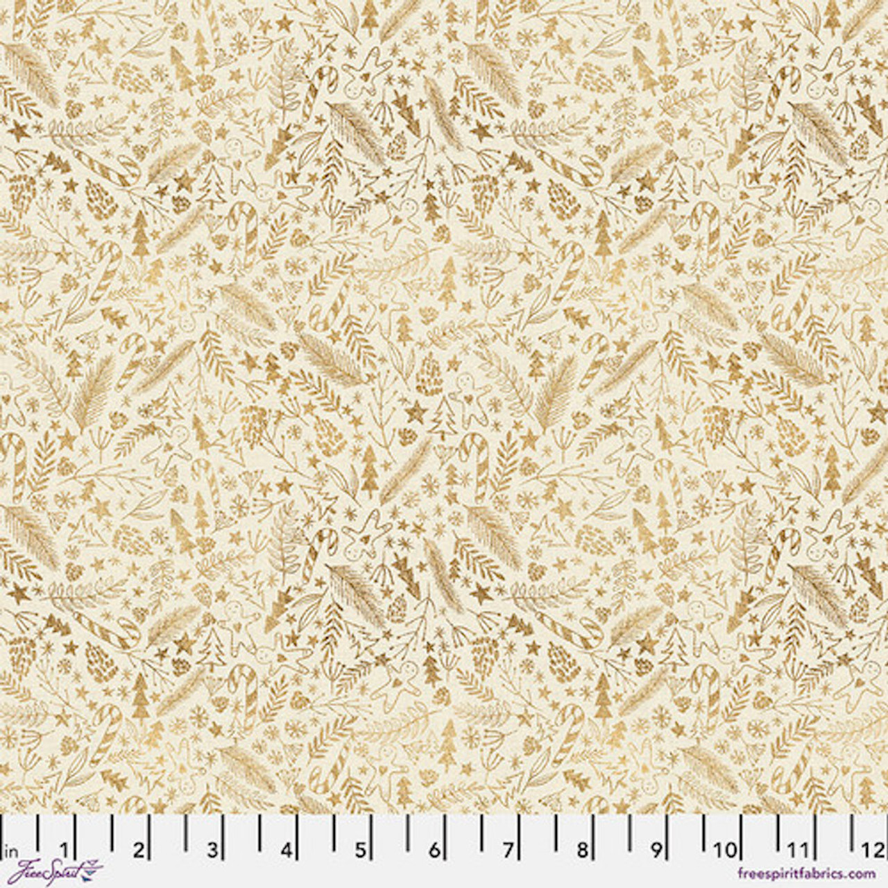 Free Spirit Mia Charro Christmas Squad Goldie Feelings Eggshell Cotton Fabric By Yard