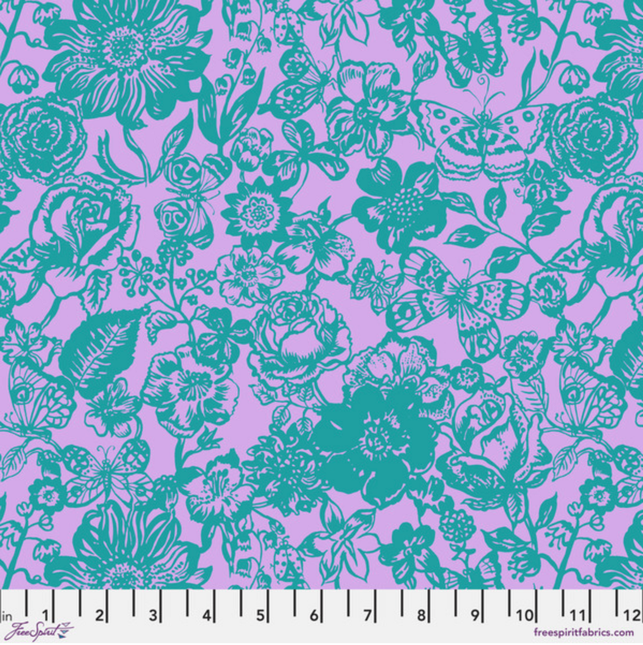 Free Spirit Nathalie Lete Mon Jardin Garden Lace Lavender Cotton Fabric By The Yard