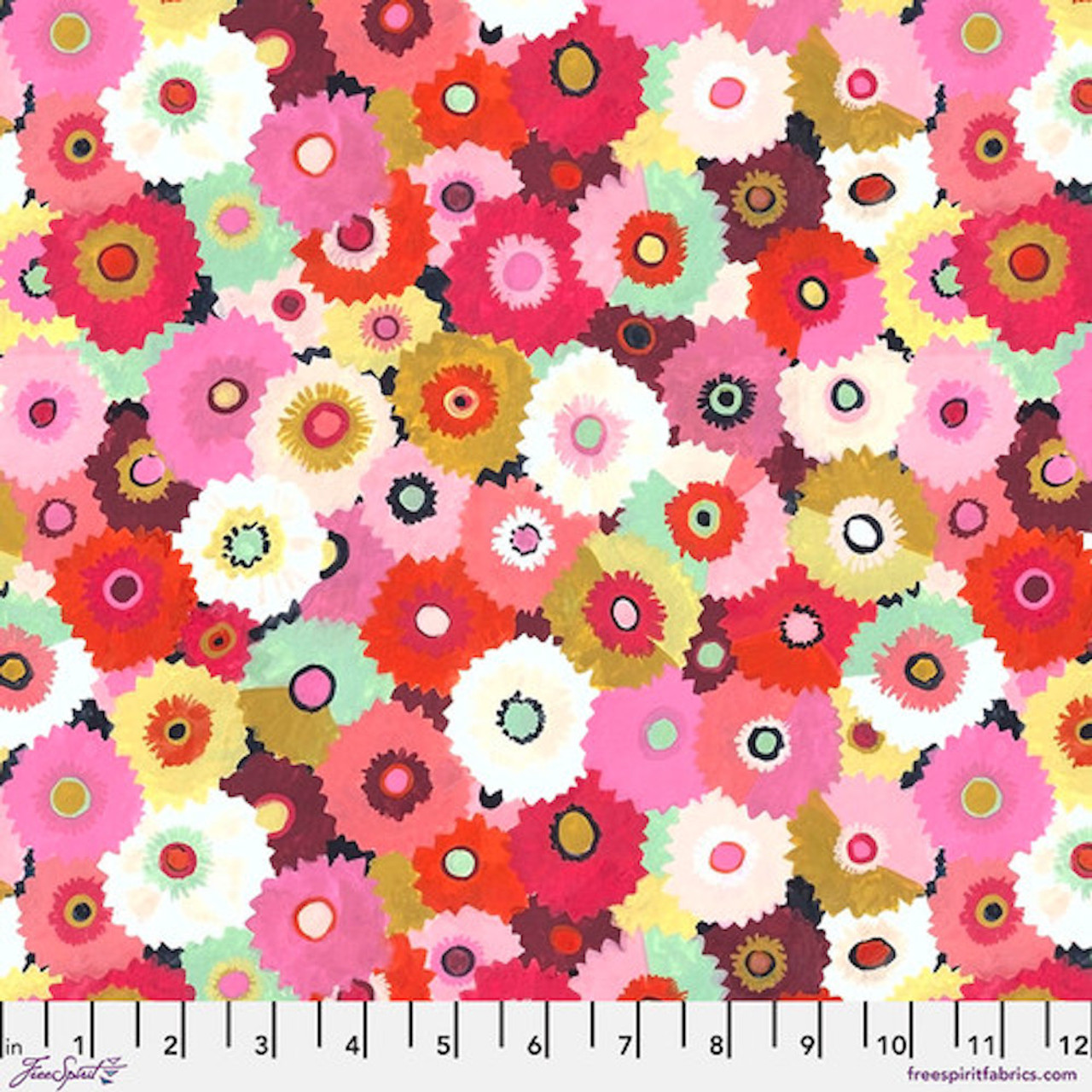 Free Spirit Sarah Campbell Flowerfields Morning Faces Multi Cotton Fabric By The Yard