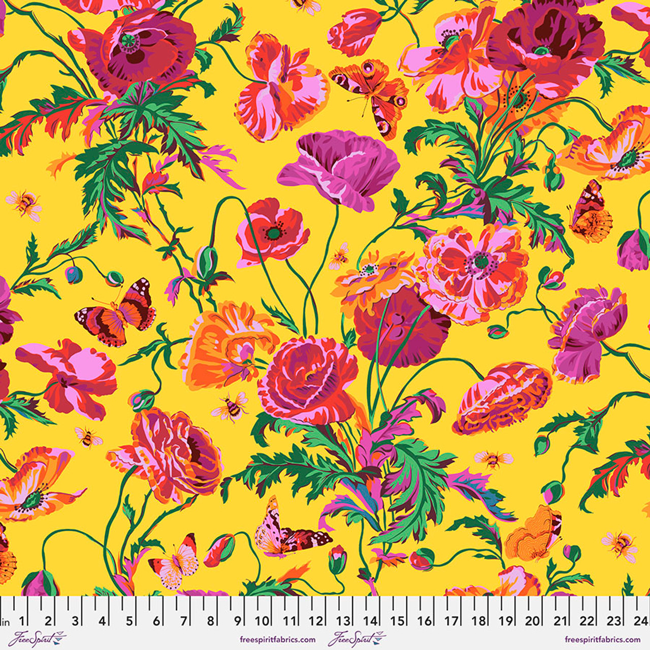 Free Spirit Philip Jacobs Meadow Yellow Cotton Fabric By The Yard