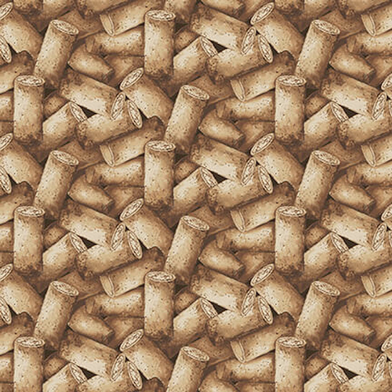 Henry Glass After Five Packed Corks Brown Cotton Fabric By The Yard