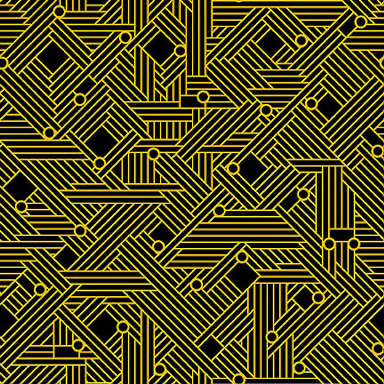 Henry Glass Black, White & 24 Karat Circuit Board Black Cotton Fabric By The Yard