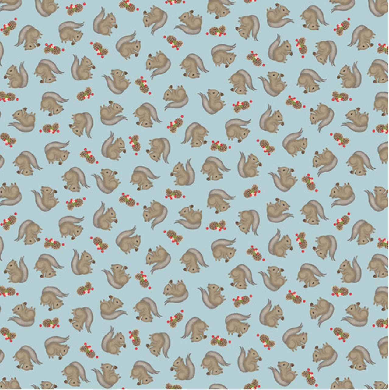 Studio E Snowman's Dream Tossed Squirrels Multi Cotton Fabric By The Yard