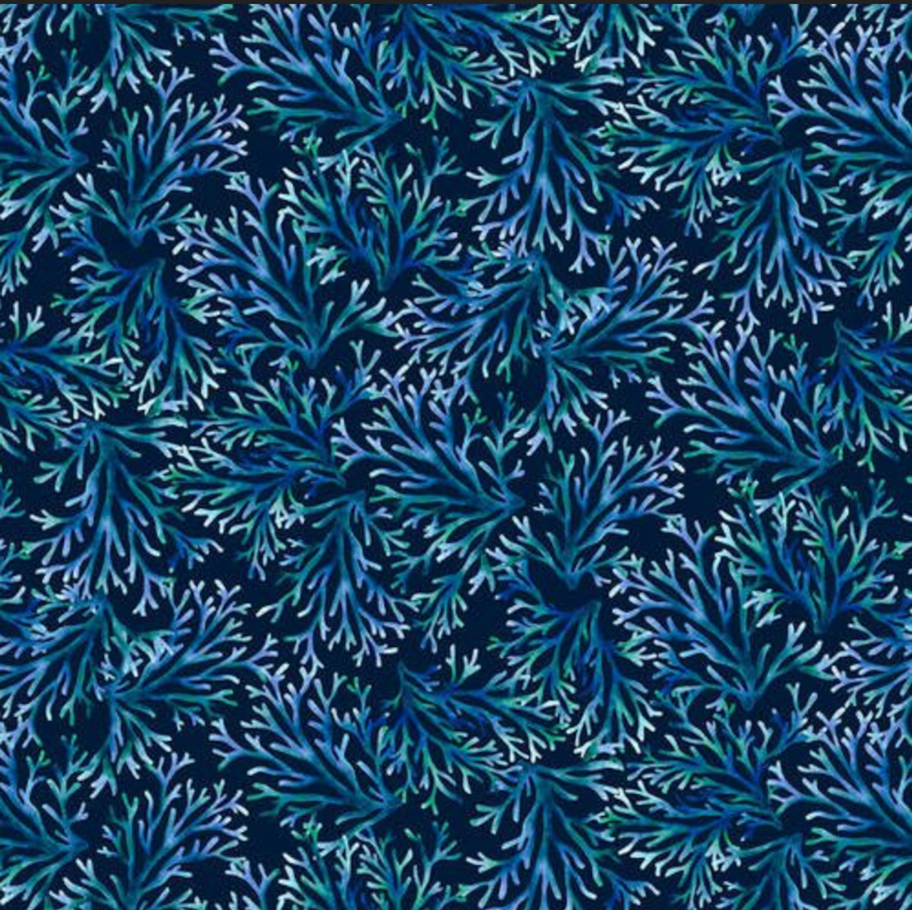 Studio E Deep Blue Sea Coral Indigo Cotton Fabric By The Yard