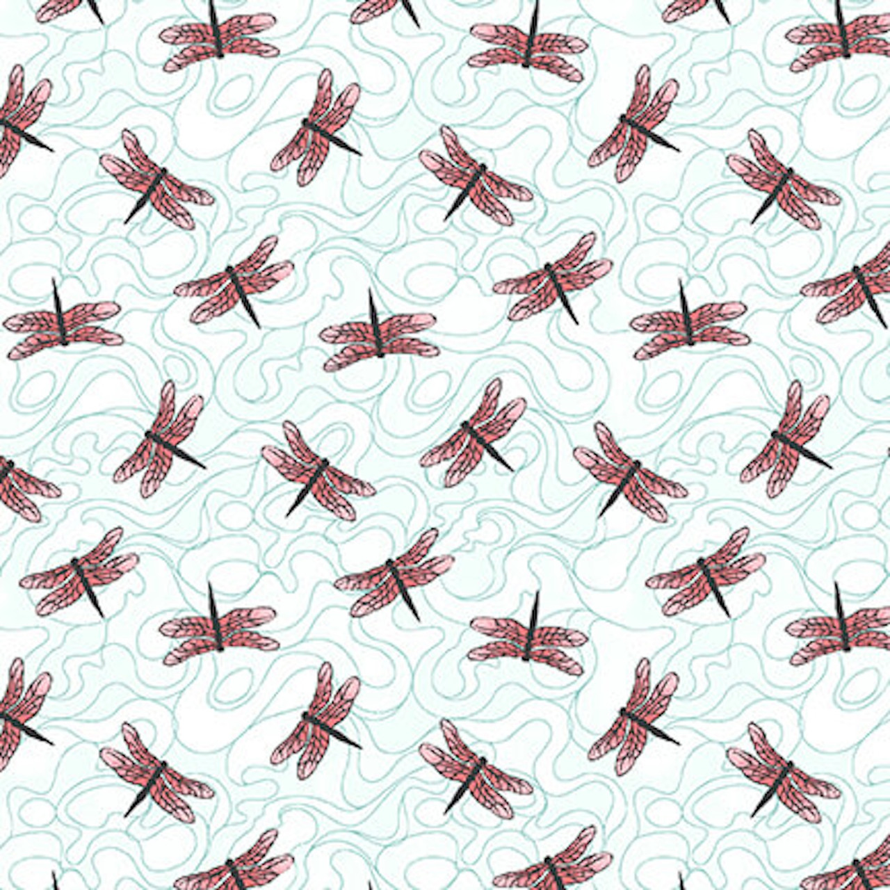 Studio E Koi Garden Tossed Small Dragonflies Multi Fabric By The Yard